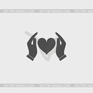 Icon - hands holding heart - vector clipart