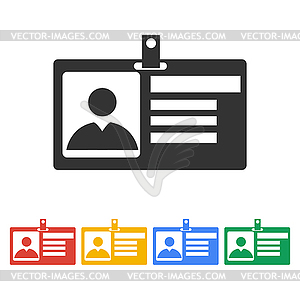 Identification card icon. Flat design style - vector clip art