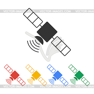 Значок спутника с длинной тенью - векторное изображение клипарта