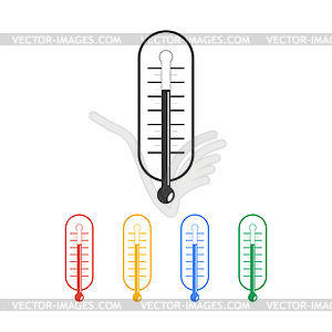 Flat style with long shadows, thermometer icon  - vector clip art