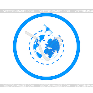 Globe symbol and satellites - color vector clipart