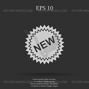 Flat New label icon, - vector clipart