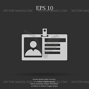 Identification card icon. Flat design style - vector clipart