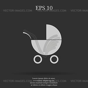 Pram icon Flat design style - royalty-free vector clipart