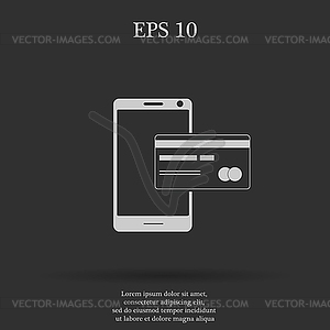 Credit Card and modern mobile phone icon - vector image