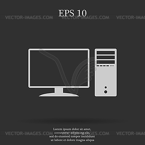 Computer icon Flat design style - vector EPS clipart