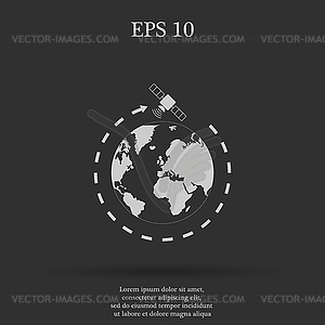 Globe symbol and satellites - vector image