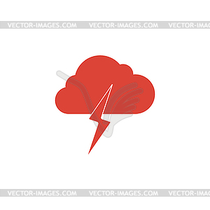 Lightning bolt weather flat line icon infographic - vector image