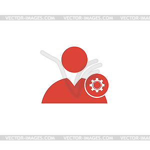 Gears icon, User icon. Flat design style - royalty-free vector image