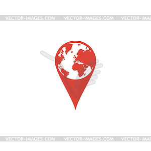 Pictograph of globe. Map pointer - vector image