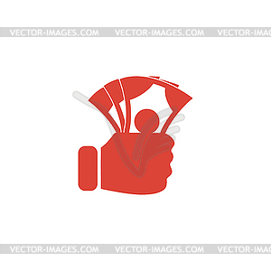 Hand holding money icon - vector EPS clipart