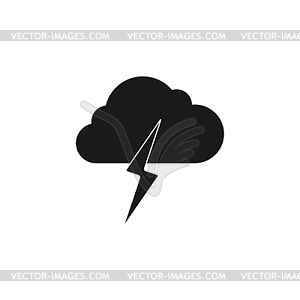 Lightning bolt weather flat line icon infographic - vector clipart