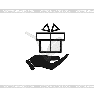 Hand and gift icon - vector clip art