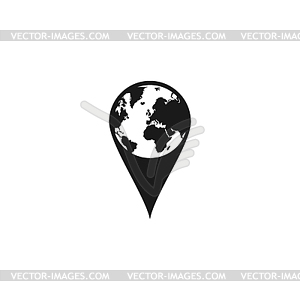 Pictograph of globe. Map pointer - vector clipart