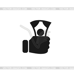 Hand holding money icon - vector image