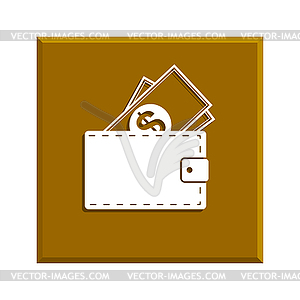 Wallet with dollars icon - vector clip art