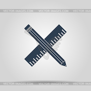 Pencil with ruler icon - royalty-free vector image
