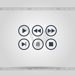 Media player buttons collection design elements - vector clipart