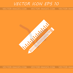 Pencil with ruler icon - vector clip art