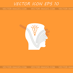 Pictograph of gear in head. Creative Idea - vector image