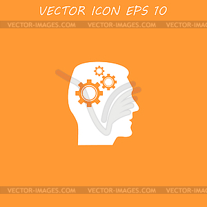 Pictograph of gear in head - vector clipart