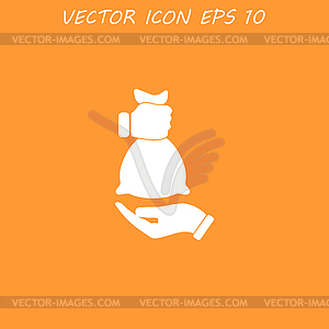 Hand and bag icon - vector clipart