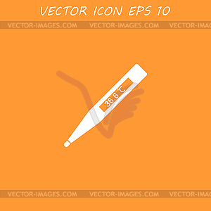 Icon of electronic thermometer with indication - vector image