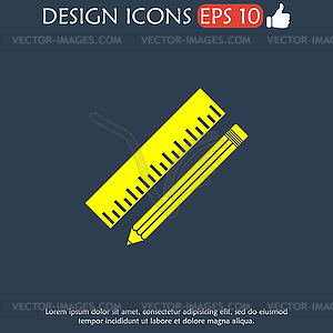 Pencil with ruler icon - vector image