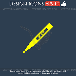 Icon of electronic thermometer with indication - vector image