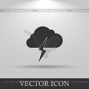 Lightning bolt weather flat line icon infographic - vector image