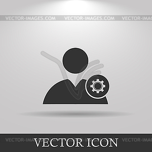 Gears icon, User icon. Flat design style - royalty-free vector clipart