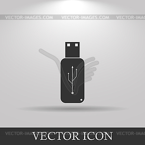 Usb icon - flat button - vector image