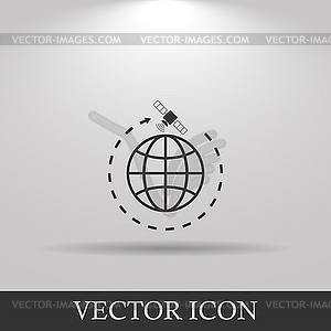 Globe symbol and satellites - vector clip art