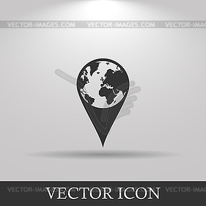 Pictograph of globe. Map pointer - vector image