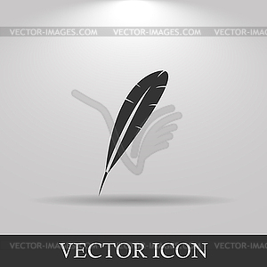 Feather Icon. Flat design style - vector clipart