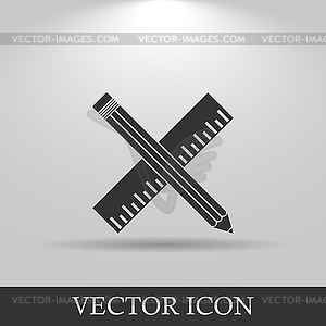 Pencil with ruler icon - vector clip art