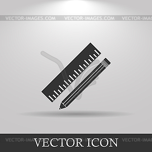 Pencil with ruler icon - vector clipart