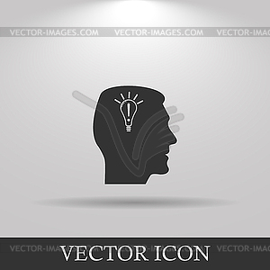 Pictograph of gear in head. Creative Idea - vector clipart