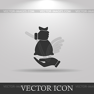 Hand and bag icon - vector image