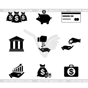 Money icons set - stock vector clipart