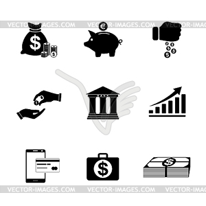 Money icons set - vector clip art