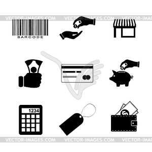 Торговый набор иконок - изображение в векторном формате