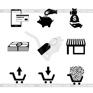 Shopping icons set - vector clipart