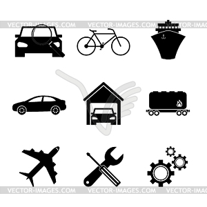 Transportation icons. Flat design style - vector image