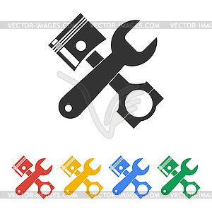 Tools and piston Icon. Service simbol. Repair singn - vector clipart