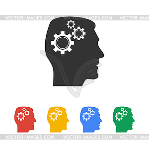 Pictograph of gear in head - vector EPS clipart