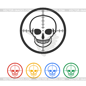 Crosshair icon with skull - vector clip art