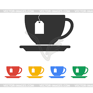 Cup with tea bag icon - vector image