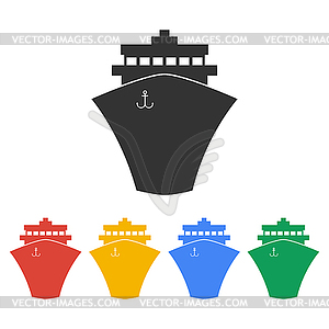 Значок Корабль. Квартира стиль дизайна - векторный рисунок