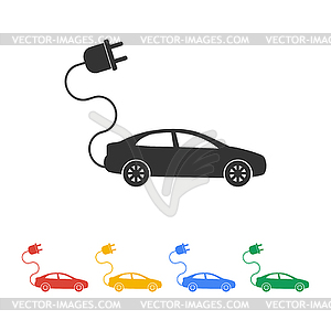 Electric car icon. Flat design style - vector clipart